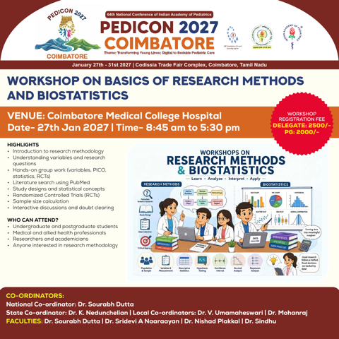 Workshop on Basics of Research Methods and Biostatistics - agenda
