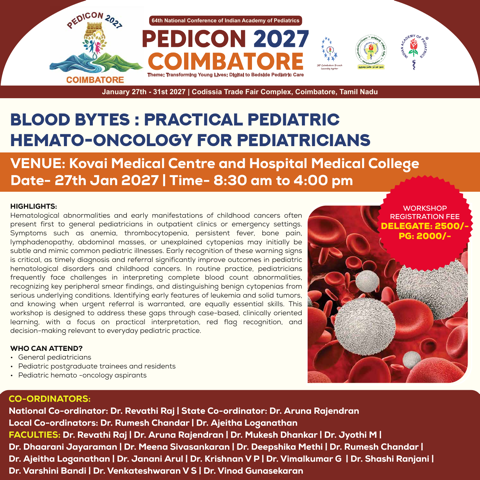 Blood Bytes : Practical Pediatric Hemato-Oncology for Pediatricians - agenda