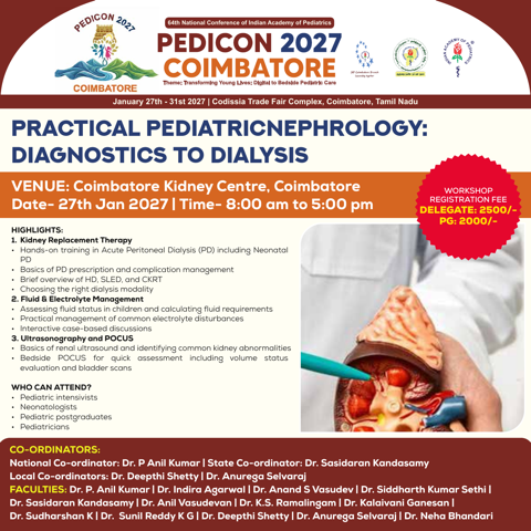 Practical Pediatric Nephrology: Diagnostics to Dialysis - agenda